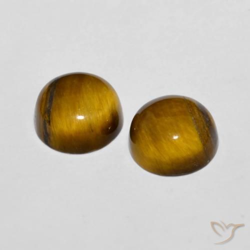 Tiger's Eye Gemstones in 8 mm (calibrated) Size for Sale, Tiger's Eye Stones in Yellowish Brown Color