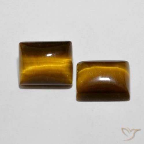 12.36 ctw Brown Tiger's Eye Stones, Natural Tiger's Eye in Baguette Cabochon Shape for Sale