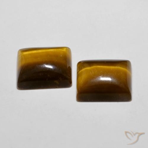 Tiger's Eye Gemstones in 12 x 10 mm (calibrated) Size for Sale, Tiger's Eye Stones in Yellowish Brown Color