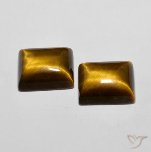Tiger's Eye Gemstones in 12 x 10 mm (calibrated) Size for Sale, Tiger's Eye Stones in Yellowish Brown Color