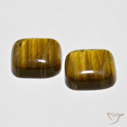 Tiger's Eye Gemstones in 14 x 12 mm (calibrated) Size for Sale, Tiger's Eye Stones in Warm Brown Color