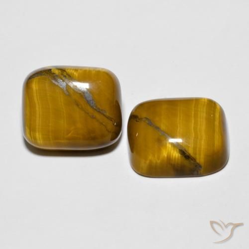 17.17 ctw Brown Tiger's Eye Stones, Natural Tiger's Eye in Cushion Cabochon Shape for Sale