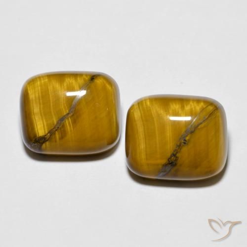17.91 ctw Brown Tiger's Eye Stones, Natural Tiger's Eye in Cushion Cabochon Shape for Sale