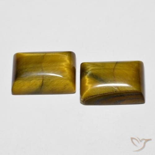 Tiger's Eye Gemstones in 14.3 x 10.4 mm Size for Sale, Tiger's Eye Stones in Golden Brown Color
