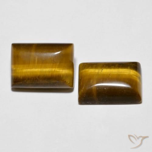16.01 ctw Brown Tiger's Eye Stones, Natural Tiger's Eye in Baguette Cabochon Shape for Sale