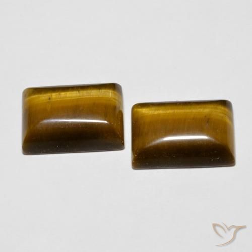 Tiger's Eye Gemstones in 14 x 10 mm (calibrated) Size for Sale, Tiger's Eye Stones in Yellowish Brown Color