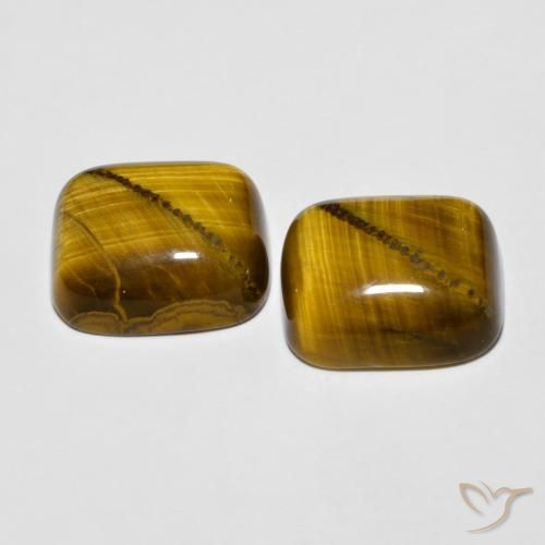 Tiger's Eye Gemstones in 14 x 12 mm (calibrated) Size for Sale, Tiger's Eye Stones in Yellowish Brown Color