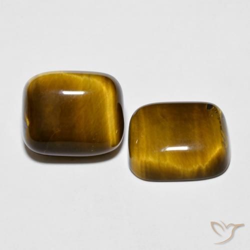 17.71 ctw Brown Tiger's Eye Stones, Natural Tiger's Eye in Cushion Cabochon Shape for Sale