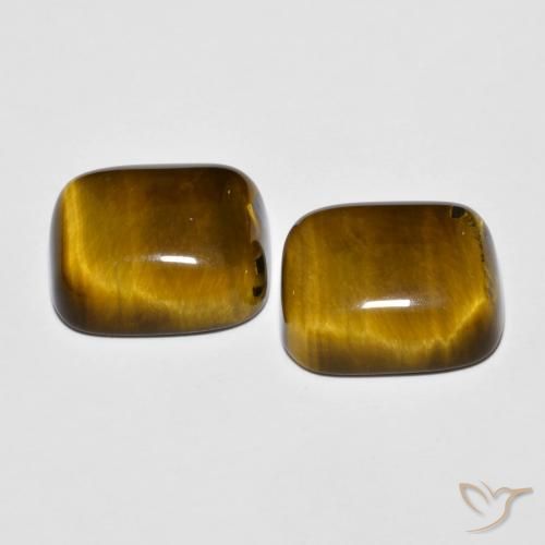 Tiger's Eye Gemstones in 14 x 12 mm (calibrated) Size for Sale, Tiger's Eye Stones in Medium Brown Color