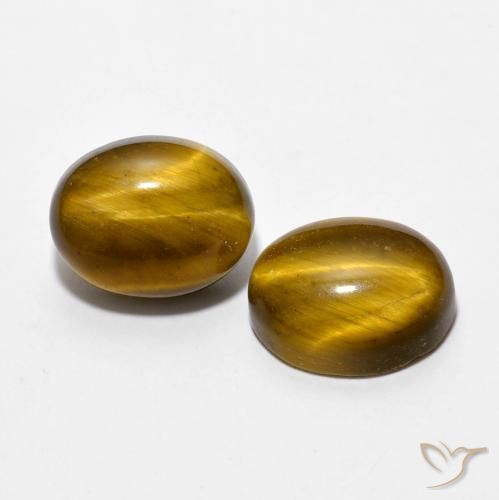 5.97 ctw Brown Tiger's Eye Stones, Natural Tiger's Eye in Oval Cabochon Shape for Sale