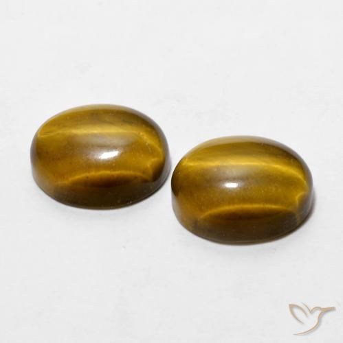 Tiger's Eye Gemstones in 10 x 8 mm (calibrated) Size for Sale, Tiger's Eye Stones in Warm Brown Color