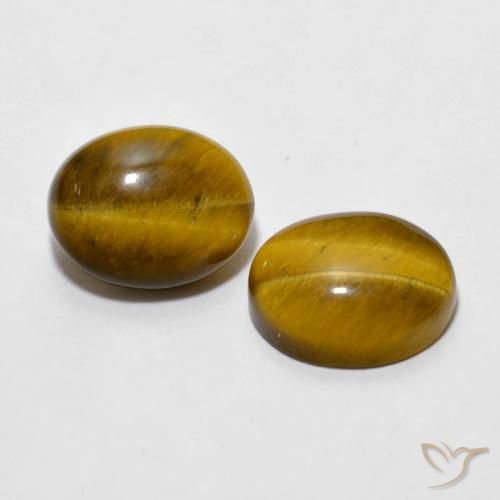 5.49 ctw Brown Tiger's Eye Stones, Natural Tiger's Eye in Oval Cabochon Shape for Sale