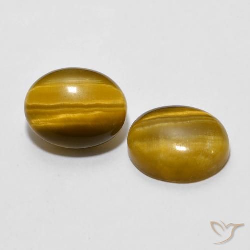 5.54 ctw Brown Tiger's Eye Stones, Natural Tiger's Eye in Oval Cabochon Shape for Sale