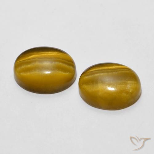 Tiger's Eye Gemstones in 10 x 8 mm (calibrated) Size for Sale, Tiger's Eye Stones in Warm Brown Color