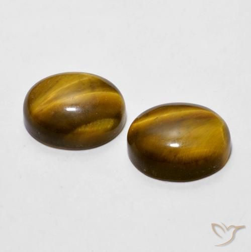 Tiger's Eye Gemstones in 10 x 8 mm (calibrated) Size for Sale, Tiger's Eye Stones in Yellowish Brown Color
