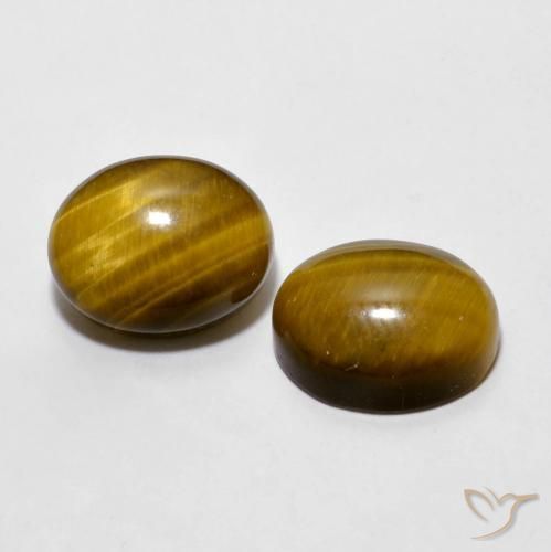 6.00 ctw Brown Tiger's Eye Stones, Natural Tiger's Eye in Oval Cabochon Shape for Sale