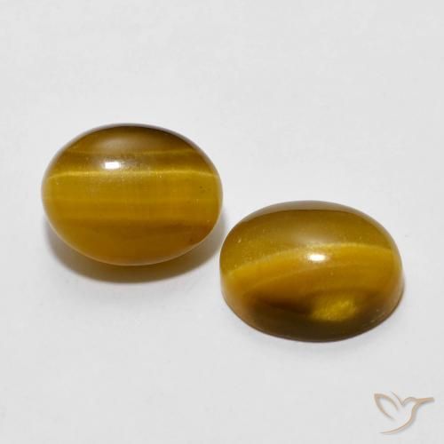 6.08 ctw Brown Tiger's Eye Stones, Natural Tiger's Eye in Oval Cabochon Shape for Sale