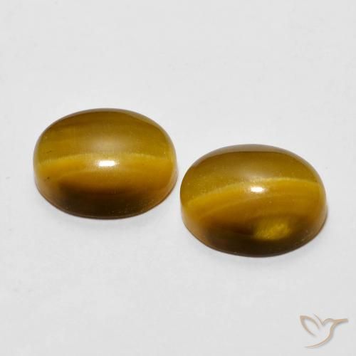 Tiger's Eye Gemstones in 10 x 8 mm (calibrated) Size for Sale, Tiger's Eye Stones in Warm Brown Color