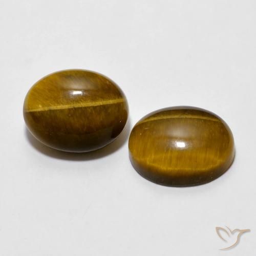 6.10 ctw Brown Tiger's Eye Stones, Natural Tiger's Eye in Oval Cabochon Shape for Sale