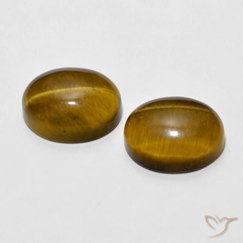 Tiger's Eye Gemstones in 10 x 8 mm (calibrated) Size for Sale, Tiger's Eye Stones in Medium Brown Color