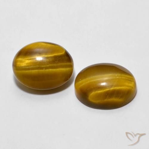 5.46 ctw Brown Tiger's Eye Stones, Natural Tiger's Eye in Oval Cabochon Shape for Sale