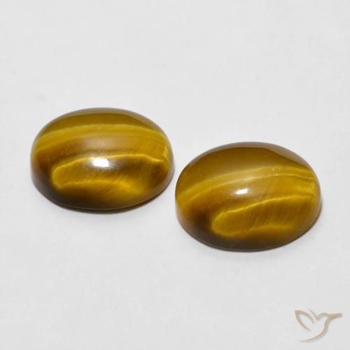 Tiger's Eye Gemstones in 8.2 x 10.2 mm Size for Sale, Tiger's Eye Stones in Warm Brown Color