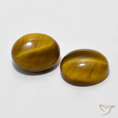 5.87 ctw Brown Tiger's Eye Stones, Natural Tiger's Eye in Oval Cabochon Shape for Sale