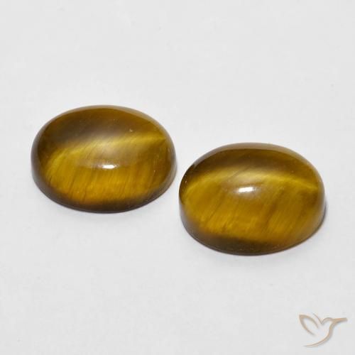 Tiger's Eye Gemstones in 10 x 8 mm (calibrated) Size for Sale, Tiger's Eye Stones in Golden Brown Color