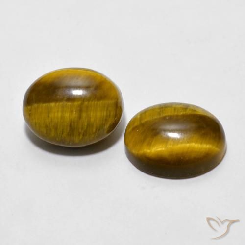 6.04 ctw Brown Tiger's Eye Stones, Natural Tiger's Eye in Oval Cabochon Shape for Sale