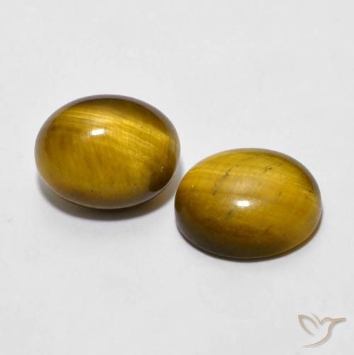 6.04 ctw Brown Tiger's Eye Stones, Natural Tiger's Eye in Oval Cabochon Shape for Sale