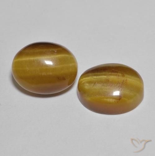 5.95 ctw Brown Tiger's Eye Stones, Natural Tiger's Eye in Pear Cabochon Shape for Sale