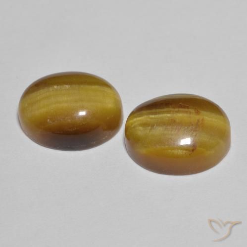 Tiger's Eye Gemstones in 10 x 8 mm (calibrated) Size for Sale, Tiger's Eye Stones in Warm Brown Color