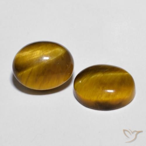 5.74 ctw Brown Tiger's Eye Stones, Natural Tiger's Eye in Oval Cabochon Shape for Sale
