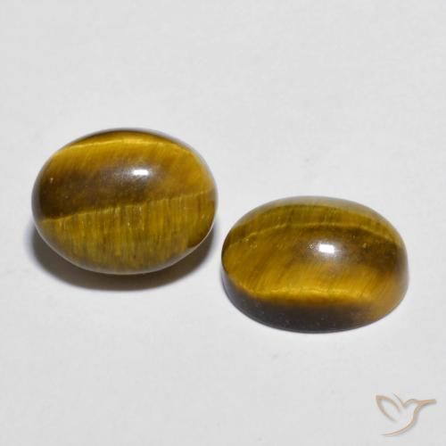 6.06 ctw Brown Tiger's Eye Stones, Natural Tiger's Eye in Oval Cabochon Shape for Sale