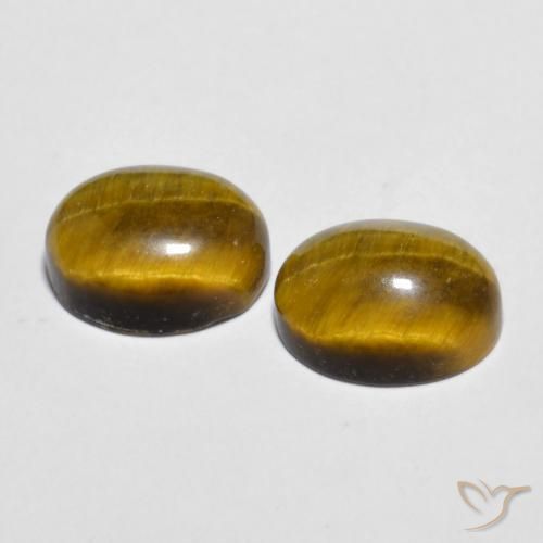 Tiger's Eye Gemstones in 10 x 8 mm (calibrated) Size for Sale, Tiger's Eye Stones in Warm Brown Color