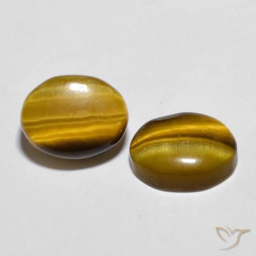 5.46 ctw Brown Tiger's Eye Stones, Natural Tiger's Eye in Oval Cabochon Shape for Sale