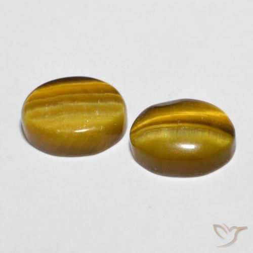 Tiger's Eye Gemstones in 10 x 8 mm (calibrated) Size for Sale, Tiger's Eye Stones in Medium Brown Color