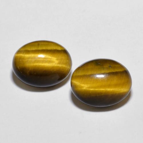 2 Stück/Paar Oval Tigerauge in Größe 10,2 x 8,1mm, Gewicht 6 ct gesamt / durchschnittl. 3 ct, Mittel braun in Opaque Reinheit, Garantiert natürliche Edelsteine, Mohs-Härte 6,5 - 7 Geeignet für den täglichen Gebrauch im Schmuck, Photo A
