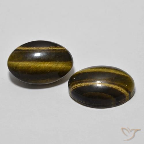 7.68 ctw Brown Tiger's Eye Stones, Natural Tiger's Eye in Oval Cabochon Shape for Sale