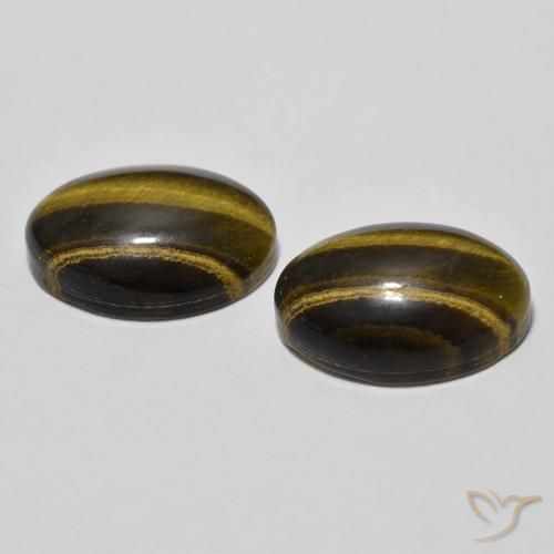 Tiger's Eye Gemstones in 12 x 8 mm (calibrated) Size for Sale, Tiger's Eye Stones in Warm Brown Color