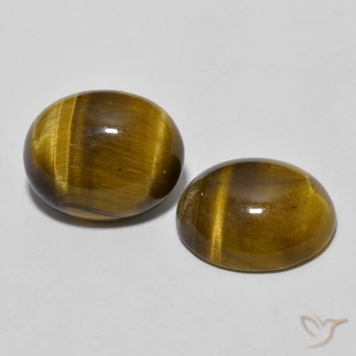 6.25 ctw Brown Tiger's Eye Stones, Natural Tiger's Eye in Oval Cabochon Shape for Sale