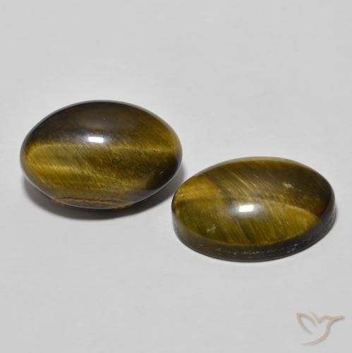 7.74 ctw Brown Tiger's Eye Stones, Natural Tiger's Eye in Oval Cabochon Shape for Sale