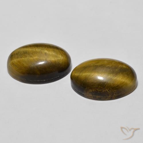 Tiger's Eye Gemstones in 12 x 8 mm (calibrated) Size for Sale, Tiger's Eye Stones in Golden Brown Color