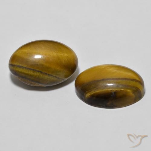7.87 ctw Brown Tiger's Eye Stones, Natural Tiger's Eye in Oval Cabochon Shape for Sale