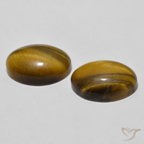 Tiger's Eye Gemstones in 12.4 x 8.3 mm Size for Sale, Tiger's Eye Stones in Medium Dark-Brown Color