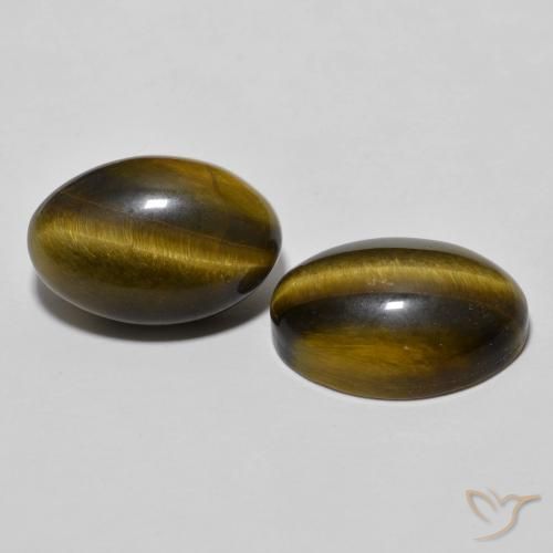 7.71 ctw Brown Tiger's Eye Stones, Natural Tiger's Eye in Oval Cabochon Shape for Sale
