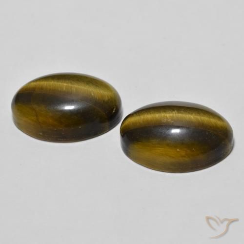 Tiger's Eye Gemstones in 12 x 8 mm (calibrated) Size for Sale, Tiger's Eye Stones in Medium Brown Color