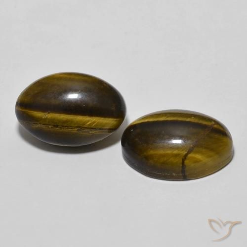 8.17 ctw Brown Tiger's Eye Stones, Natural Tiger's Eye in Oval Cabochon Shape for Sale