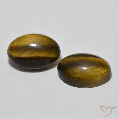7.95 ctw Brown Tiger's Eye Stones, Natural Tiger's Eye in Oval Cabochon Shape for Sale