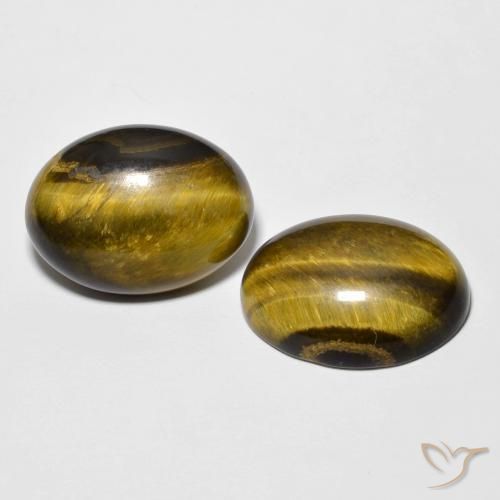 16.27 ctw Brown Tiger's Eye Stones, Natural Tiger's Eye in Oval Cabochon Shape for Sale